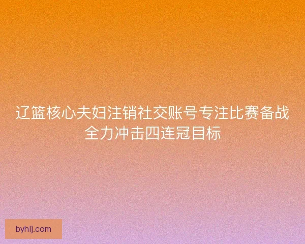 辽篮核心夫妇注销社交账号专注比赛备战全力冲击四连冠目标